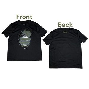 Under Armour Active Top Boys Size Youth XS Black Snake Soccer Theme VGUC